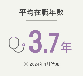 平均在職年数 3.7年（2024年4月時点）